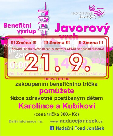 Benefiční pochod 21.9.2024 Javorový vrch pro Karolínku a Kubíka